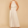 Women Plain Satin Jumpsuit Elegant Summer Halter Off Shoulder Jumpsuit
