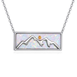 POPLYKE Mustard Seed Necklace 925 Sterling Silver Opal Mountain Necklace Christian Necklace Faith All Things are Possible Jewelry Gifts for Women