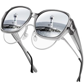 URUMQI Polarized Sunglasses Fit Over Glasses for Women, UV400 Protection Square Shades Extra Large Sun Glasses