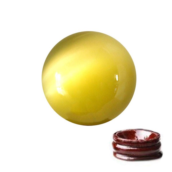 Feng Shui 1.6" Natural Quartz Cat Eye Crystal Healing Ball - Feng Shui Crystal Ball for Wealth and Protect The House (Yellow)