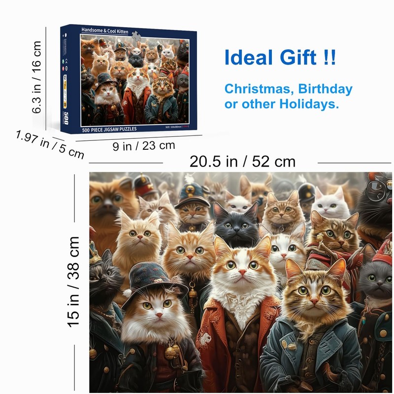 500 Piece Puzzles for Adults Handsome & Cool Kitten 20.5