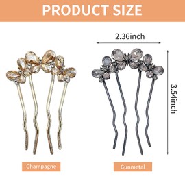 UZYXC Doppelpack 4-Zack Haarkamm zum Stecken - Schmetterling Frisurenhilfe mit Strass für Lockig Glatt Geflochten - Universell Einsetzbar