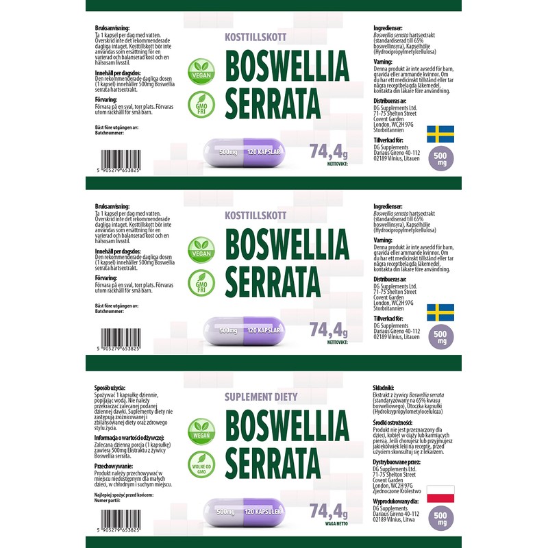 Boswellia Serrata (Indian Frankincense) 10:1 Extract 5000mg Equivalent 120 Vegan