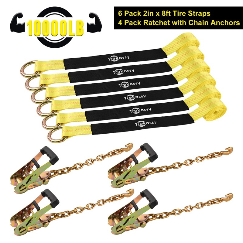 Trekassy 4 Pack Axle Straps Car Trailer Hauler Ratchet Tie
