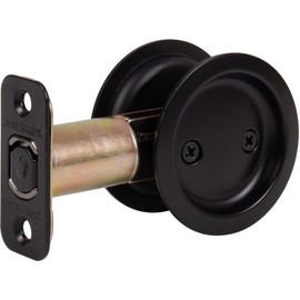 Stone Harbor Hardware Round Pocket Door Lock, Passage Function, 2-3/4" Backset, Matte Black