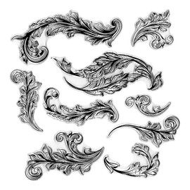 Long Vintage Retro Flower Clear Stamps for Card Making Decoration DIY Scrapbooking, Flower Pattern Transparent Rubber Seal Stamps for Photo Card Album Crafting Supplies.