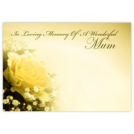 celloexpress In Loving Memory Mum (Yellow Rose) Flower Message Cards - 90mm x 125mm - Bereavement Florist Card Sympathy Condolences Notes (Pack of 12)