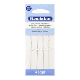 Beadalon Collapsible Eye Beading Needles, Medium 0.36 mm / .014 inches Diameter, 2.5 inches Length, 4 pc