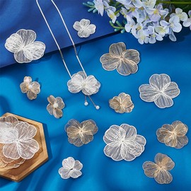 PH PandaHall 24pcs Filigree Flowers, 1.5/1.9/2.6 inch Large Metal Flower Filigree Charms Embellishment Hollow Out Pendants Flower End Caps for DIY Earrings Hair Clips Crafting Jewellery, Golden/Silver