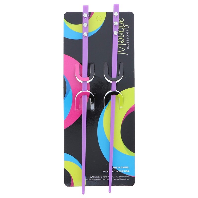 Set of 2 Hair Sticks with 3 Diamonds Chopsticks -