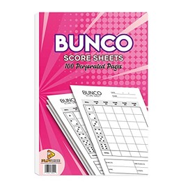 PlayDice PlayDice Bunco Score Sheets: 100 Single Side Large Print Score Sheets with Perforation, Perfect Addition to Your Bunco Game Kit and Bunco Party Supplies