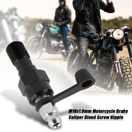 Hollow screw with bleed M10 x 1, motorcycle bleeding screw, M10 x 1.0 mm universal motorcycle master brake cylinder, brake calliper, bleeding screw, aluminium nipple hollow screw + dust cap (black)