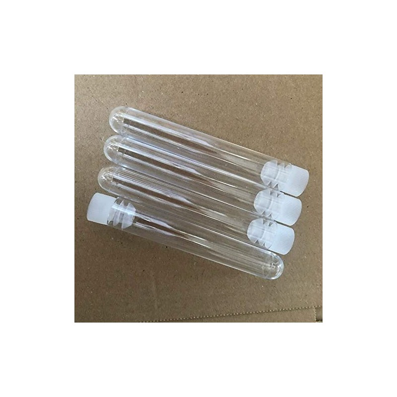 25 X Plastic Test Tubes,100mm X 16mm,Complete With Push Caps