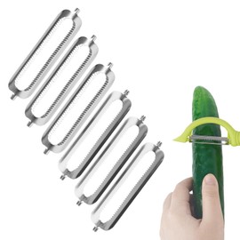 Pack of 6 Peeler Replacement Blades for Tupperware Peeler, Replacement Blades for Peeler Tupper, Serrated Blade, Asparagus Peeler, Potato Peeler, Orange Peeler, Ideal for Vegetables and Fruits, 5.6 cm