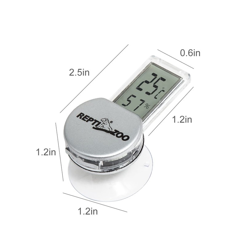 REPTI ZOO Reptile Thermometer Hygrometer with Suction Cup, Digital Thermometer