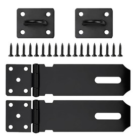 2 PCS 5 Inch Shed Door Latch Gate Lock Latch Hinge Padlock Catch Door Clasp Latch Security Hasp,hasp and Staple,Door Padlock Buckle for Doors,Windows,pet Cages,cabinets,lockers Etc (Black)