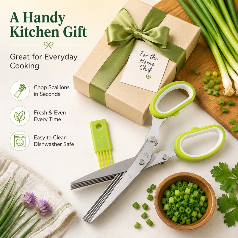 5-Blade Stainless Steel Herb Scissors for Kitchen Food Prep –