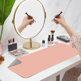 Makeup Mat for Vanity Top Protector,Craft Mats to Protect Table,Nail Art Table Mat,Dresser Protector Top Vanity Essentials,Vanity Desk Cover Pads,Dresser Cover Top Mats(Pink+Gray,31.5" x 15.7")