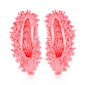 Lotsdonxia 2 Pcs Washable Dust Mop Slipper - Reusable Cleaning Shoe Covers for Home, Kitchen & Bathroom Non-Slip Chenille Fibre Effortless Floor Cleaning for Men, Women & Kids(Pink)