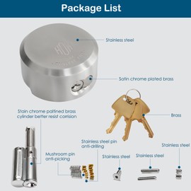 HOX Stainless Steel Puck Lock, Military-Grade Hidden Shackle Padlock, Weatherproof Trailer Door Lock (4 Pack)