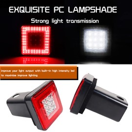 Tonsya 3 en 1 lente roja universal LED de transporte receptor de 2 pulgadas compatible con camión, SUV, RV, remolque, parachoques trasero, lámpara de conducción, cola de freno, luz de cubierta de