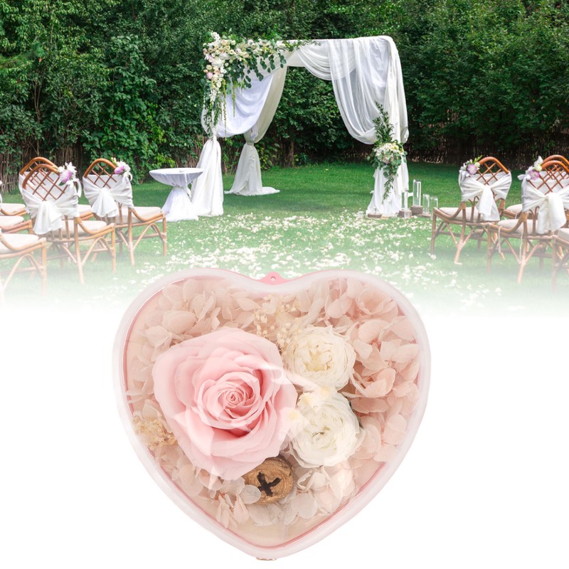 Heart Shaped Jewelry Box Wedding Preserved Flower Necklace Ring Storage