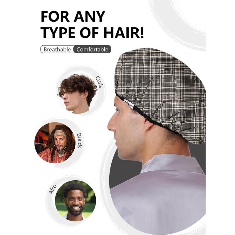 Years calm Shower Cap Reusable Waterproof for Men, Dual-Layer Design,