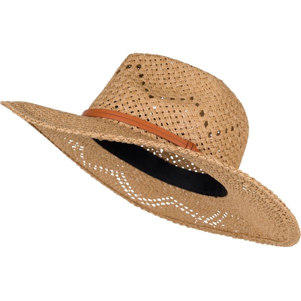 styleBREAKER Unisex Panama Straw Hat with Wide Fabric Decorative Band,