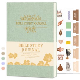 XKDOUS Bible Study Journal Church Notes Journal, Study Supplies Bible Notebooks for Note Taking Reflection Prayer, 8.6’’ Guided Bible Study Notebook for Women, Linen Green