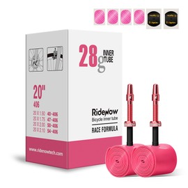 RideNow Folding Bike Inner Tube TPU Bicycle Inner Tube 2 Pack 28 g 20 Inch (406 mm) Tubes, Ultralight Inner Tube with 45/65 mm Presta Valve Made of Metal