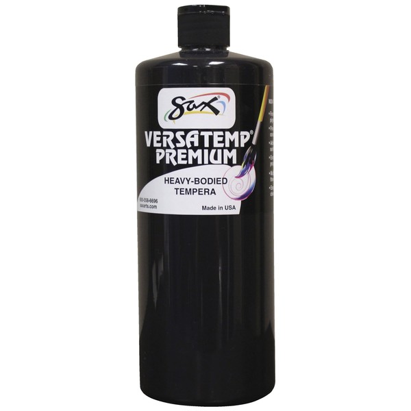 Sax Versatemp Premium Heavy-Bodied Tempera Paint, Black, 1 Quart