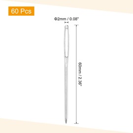 sourcing map 60 Pcs Large Eye Sewing Needles, 2.36 Inch 2mm High Carbon Iron Embroidery Thread Needle Sewing Blunt Needle Knitting Needles for Hand Sewing Art Crafts, Silver