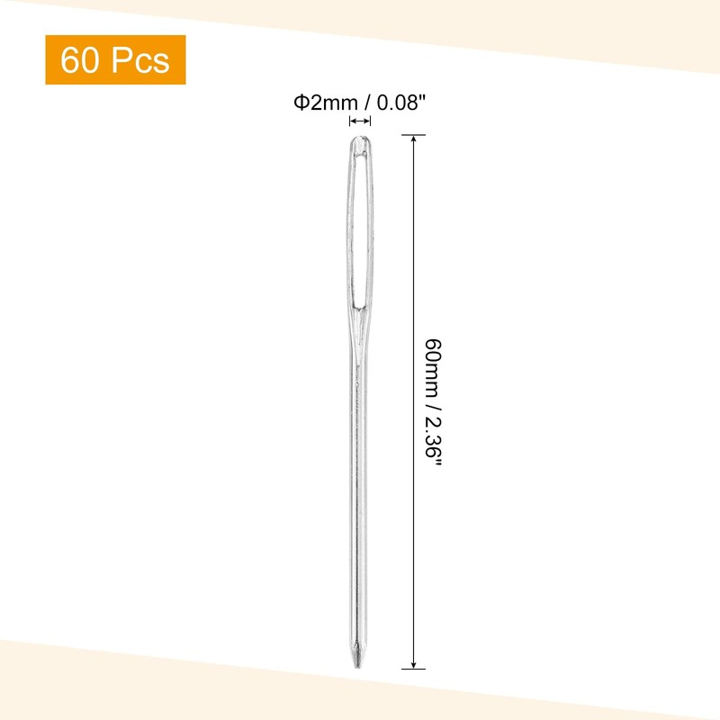 sourcing map 60 Pcs Large Eye Sewing Needles, 2.36 Inch