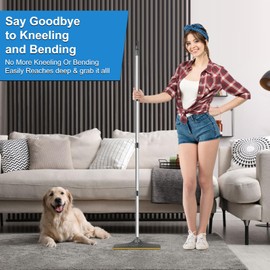 Carpet Rake for Pet Hair Removal,60” Reusable Long Handle Pet Hair Removal Tool,Carpet Rake Scraper,Adjustable Carpet Rake Pet Dog Cat Hair Remover Broom for Couch,Rugs,Mats,Pet Beds,Furniture (Gray)