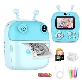 Kids Camera Instant Print,Digital Camera Toys for Boys and Girls,Dual-Lens 1080P HD Video Toddler Travel Selfiel Camera,Christmas Birthday Gifts for Kids Age 3 4 5 6 7 8 9 10 Years Old (Blue)