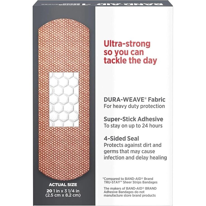 Band-Aid TOUGH-STRIPS 5X Stronger Bandages All One Size 20 CT