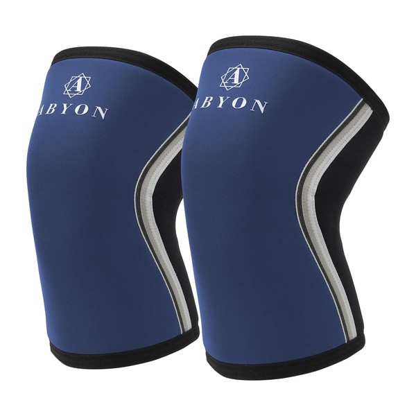 ABYON Knee Support Weight Training (1 Pair) for Knee, Neoprene Compression Knee Brace 7 mm for Women Men Bodybuilding, Powerlifting, Cross Training, Weightlifting, Squats (Blue, XXL)