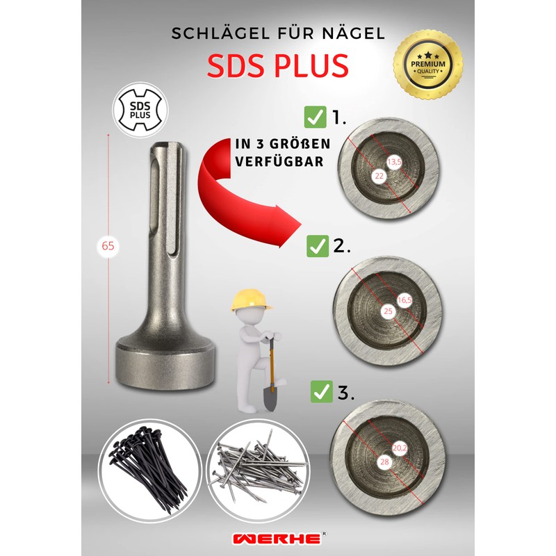 WERHE ® 16.5 x 25 x 65 Professional Nail Driver,