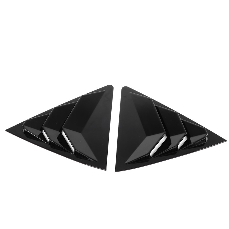 2pcs Gloss Black Rear Side Window Louvers Trim Air Vent
