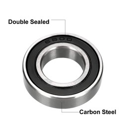 sourcing map Pack of 2 deep groove ball bearings, 6800RS, double sealed, 10 mm x 19 mm x 5 mm, ball bearings, carbon steel