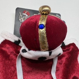 Cat Royal Crown with Kings Cape King Purrington Costume One Size Pet Dress up