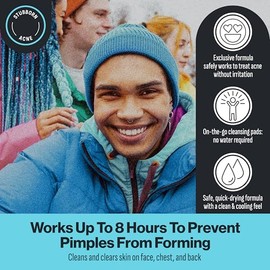 Oxy Almohadillas de limpieza facial para acné de poros profundos, máxima fuerza 2% ácido salicílico tratamiento para el acné, combate brotes, exfolia,