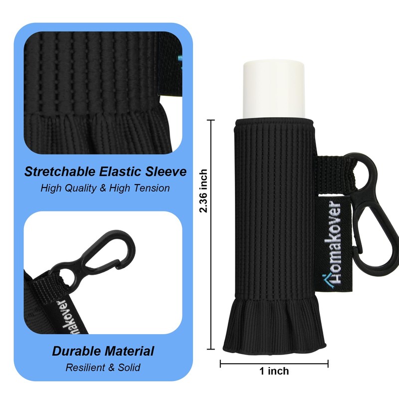 5 Pack Compact Clip-On Lip Balm Holder Keychain, Tight-Knit Elastic