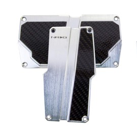 NRG Innovations PDL-150SL Silver Brushed Aluminum Sport Pedal with Black Carbon AT