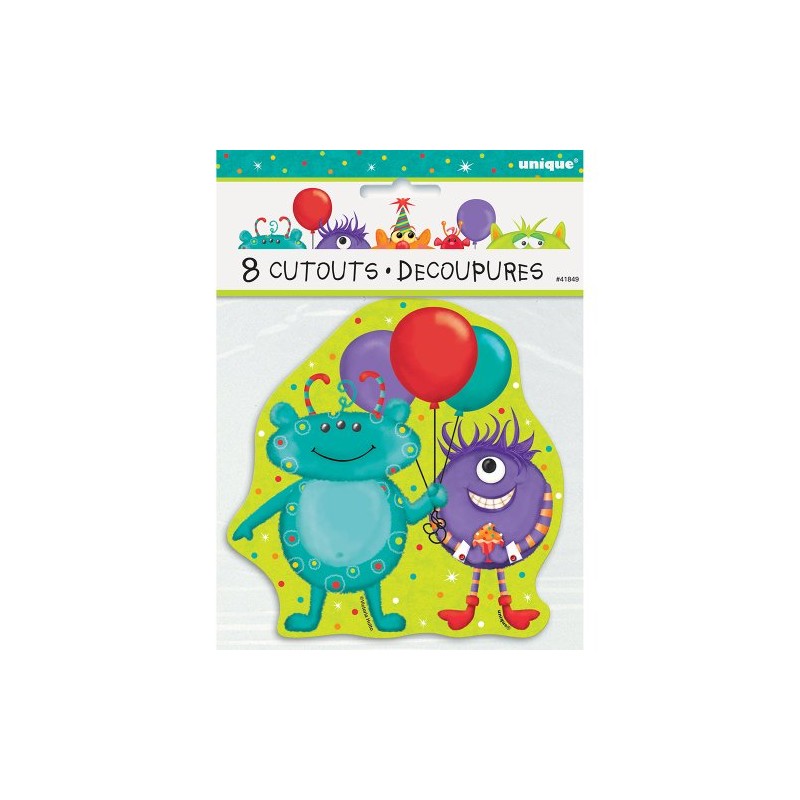 5" Mini Paper Cut Out Party Monsters Decorations, 8ct