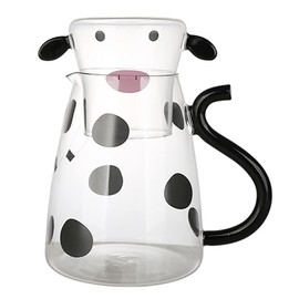 RockTrend Cow Clear Glass Bedside Night Water Carafe Set with Tumbler, Pitcher And Cup Night Set