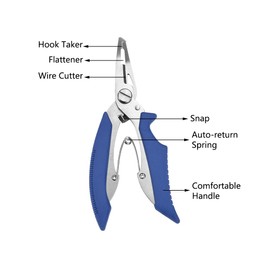 Fishing Pliers, Stainless Steel Fishing Locking Pliers, Salt Water Resistant Hook Remover, Split Ring Pliers, Fishing Pliers for Hook Remover, Line Cutting and Split Ring (Black)
