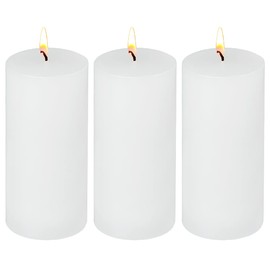 3 Pack 3×6 Inch Pillar Candles, Unscented Column Candles for Home Restaurants Spa Church Weddings, Smokeless Dripless and Clean Burning Emergency Candle - White