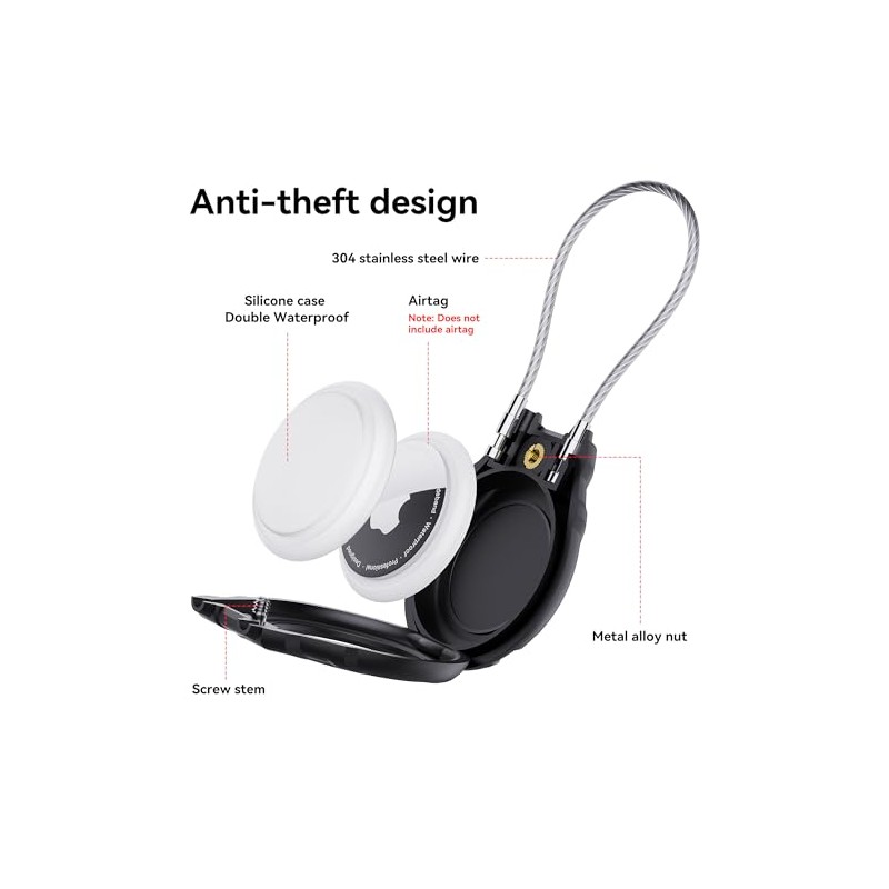 GOCII AirTag Holder with Wire Cable - Ultra-Durable 4 Pack