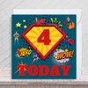 Second Ave Superhero 4th Birthday Age 4 Square Children's Kids